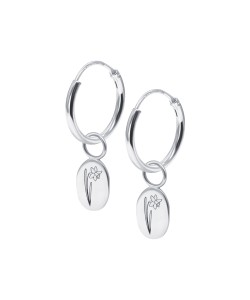 Daffodil Birth Flower Silver Hoop Earring Charms HO-2697